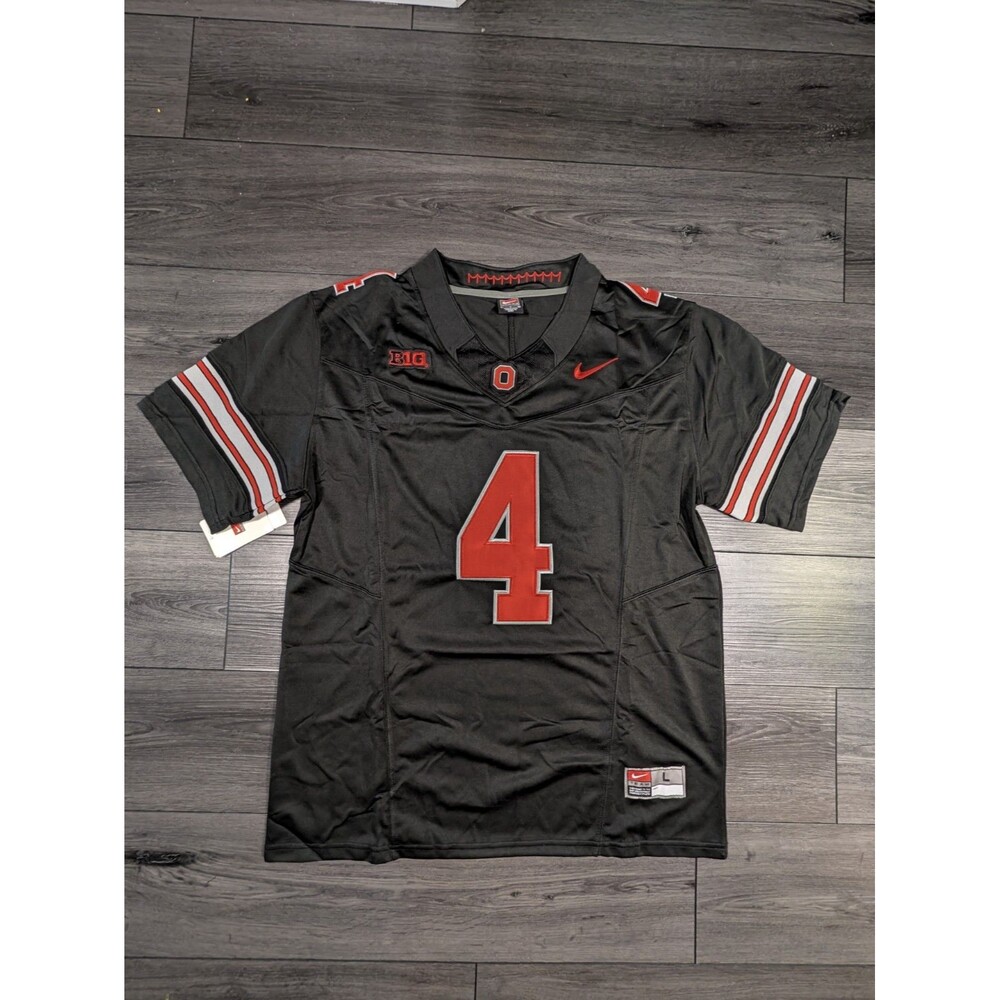 Jeremiah Smith #4 Black Buckeye Stripe 2026 OSU Ohio State Jersey Large